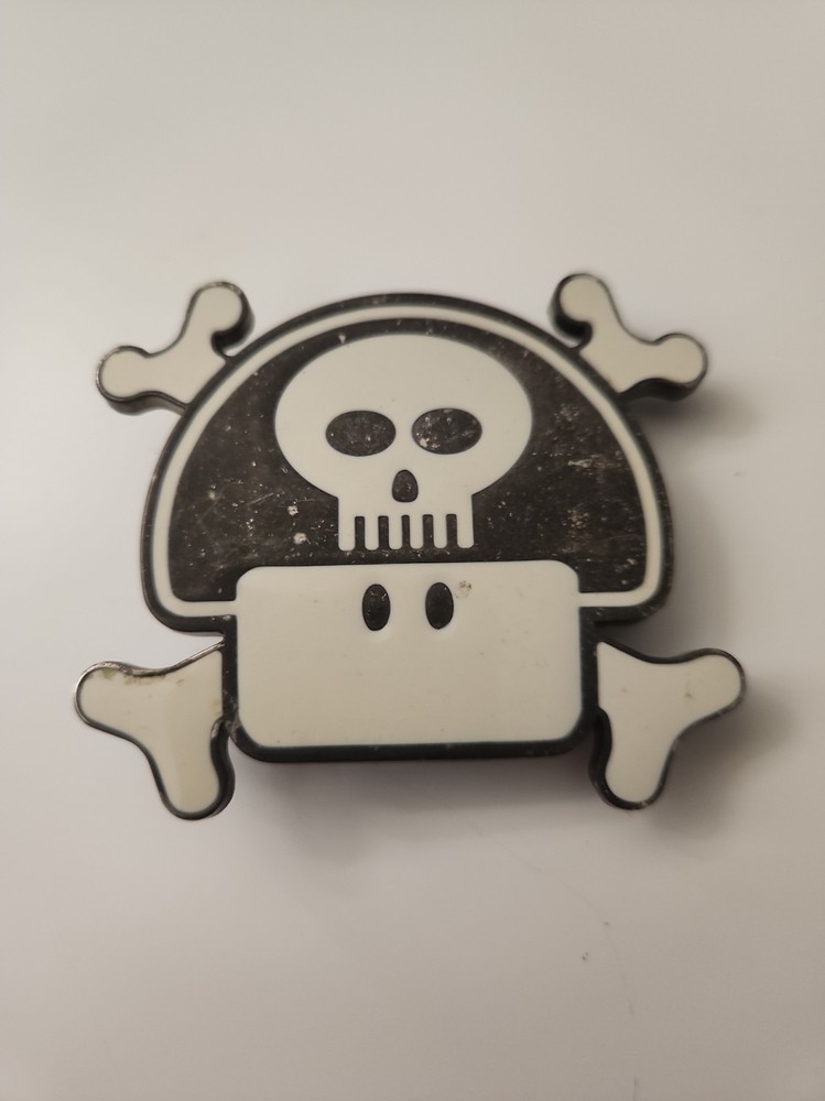 Vintage 2005 Nintendo Power Up Mushroom Skull Belt Buckle White And Black