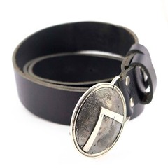 German silver belt buckle Spartan Shield, Ancient military Greece warrior buckle