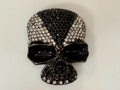 Skull Head Clear Bling Rhinestone Gothic Punk Figural Belt Buckle Missing Stone