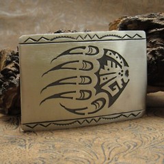 Sterling Silver Overlay Bear Claw Design Belt Buckle+