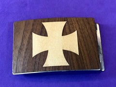 Mixed Wood Artisan? Iron cross QUALITY Vintage Belt Buckle