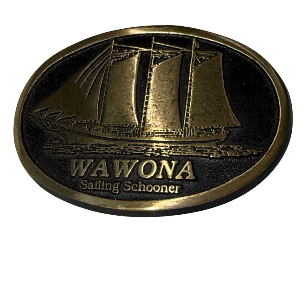 Vtg Wawona Sailing Schooner Bronze Belt Buckle Limited Edition 48/1000 Seattle
