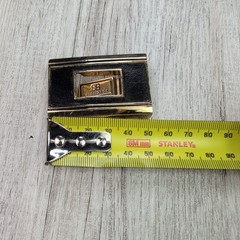 Balenciaga Black Gold Tone Belt Buckle Rectangle BB Logo Vintage Style Accessory