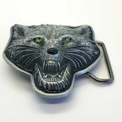 Wolf Belt Buckle Biker Coyote Werewolf Green Eyes Native American