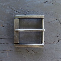 Single Prong Belt Buckle Mens Silver 1.5 Square Roller Replacement Casual Retro