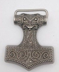 Viking Thor&rsquo;s Hammer Mjolnir Belt Buckle Silver Tone Norse Mythology Accessory