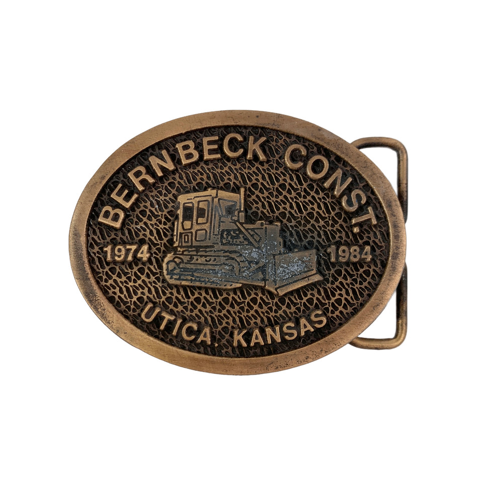 Bernbeck Construction Belt Buckle Bronze Tone Bulldozer Vintage 1974-1984