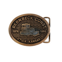 Bernbeck Construction Belt Buckle Bronze Tone Bulldozer Vintage 1974-1984