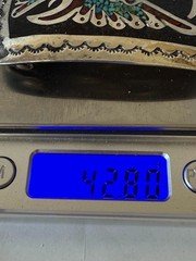 Vintage Navajo Silver Coral & Turquoise Belt Buckle Kathryn Wallace