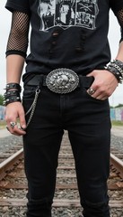 New Men / Women Dark Silver Metal Belt Buckle Fashion Skeleton Skulls Halloween