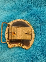 Vintage Agate Slice Oil Derrick pump Belt Buckle Gold Tone