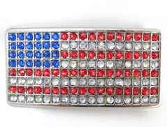 American Flag Belt Buckle Rhinestones Red White Blue Patriotic