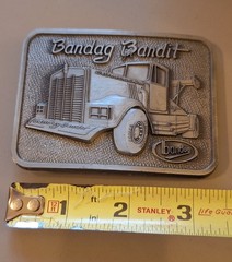 NIP Bandag Bandit Belt Buckle Pewter Colored Metal Brand New
