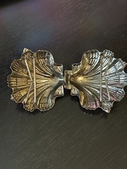 Vintage Collectible Two Part Silver Tone Pink Rhinestones Metal Belt Buckle
