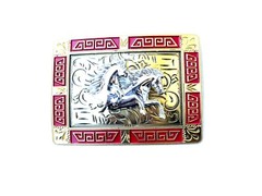 Western Buckle Gold Silver Red Running Horse Cowboy 2 » Hebilla Vaquero