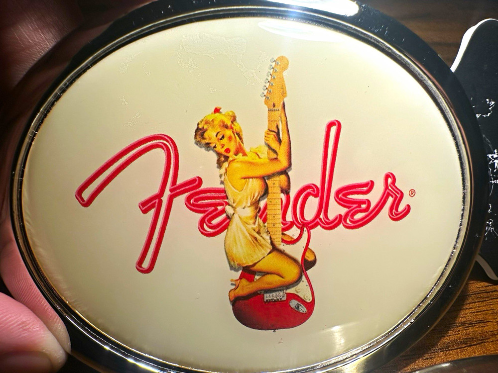Rare Vintage Fender pinup girl belt buckle. Please read description.