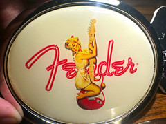 Rare Vintage Fender pinup girl belt buckle. Please read description.
