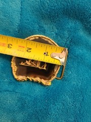 Vintage Agate Slice Oil Derrick pump Belt Buckle Gold Tone