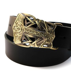 Belt buckle Thor&rsquo;s Hammer, Scandinavian Old Norse Mjolnir solid brass buckle