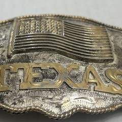 Vintage Texas, U.S. Flag Large Western Distressed Cowboy Buckle Made In Mexico