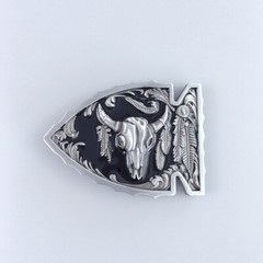 Vintage Black Enamel Arrowhead Bull Belt Buckle Boucle de ceinture