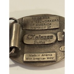 Vintage United Steelworkers of America Belt Buckle Kolbaco District 37 USA Metal