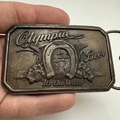 Bergamont Brass Olympia Beer Horseshoe Advertisement Belt Buckle Limited Edition