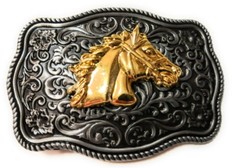 ✖ WESTERN Horse Profile Cowboy Rodeo Style Belt Buckle Buck Gold antique silver