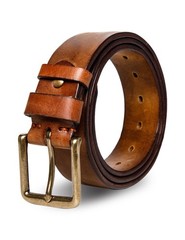 wolksprong Thicken Full Grain Leather Mens Belt 40(Fit Pants Size 38), Brown