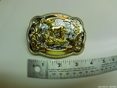 Belt Buckle Deer Elk Large 4&Prime; x 3&Prime; Hunting Western Cowboy Silver Gold