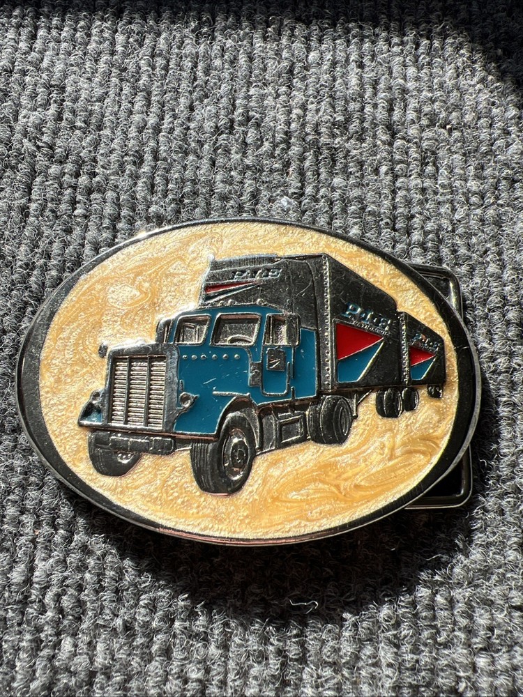 3.5&Prime; x 2.5&Prime; Vintage P.I.E Transport Truck Belt Buckle Q744