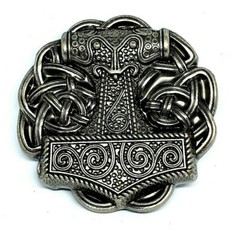 Thor&rsquo;s Hammer Belt Buckle Viking Celtic Raven Skane Metal Pewter Buckle Only