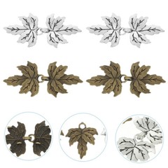 4 Pairs Alloy Buckle Maple-Shape Buckle Vintage Collar Button Costume Button