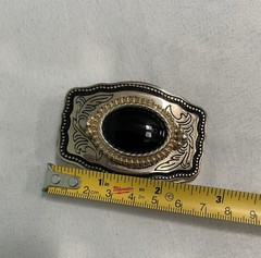 Gold Color Oval Western Natural Black Onyx Cabochon Cab Belt USA Made