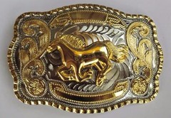 NEW RUNNING HORSE GOLD SILVER HUGE RODEO BIG COWBOY WESTERN SHINE BELT BUCKLE