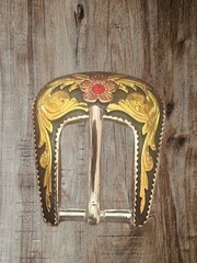 Tandy Leather Western 3/4” Two Tone Belt Buckle W-Crystals