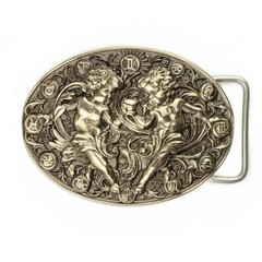 Gemini german silver buckle, Twins Horoscope Astrological Zodiac Sign buckle