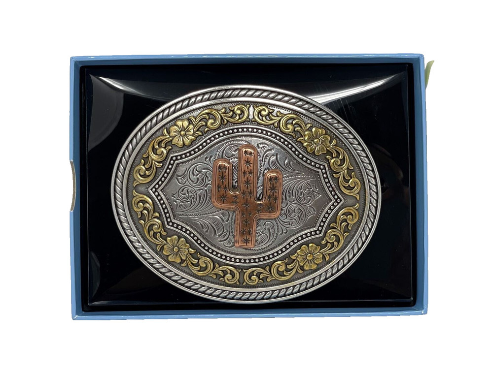 NOCONA COPPER SAGUARO CACTUS WESTERN BELT BUCKLE
