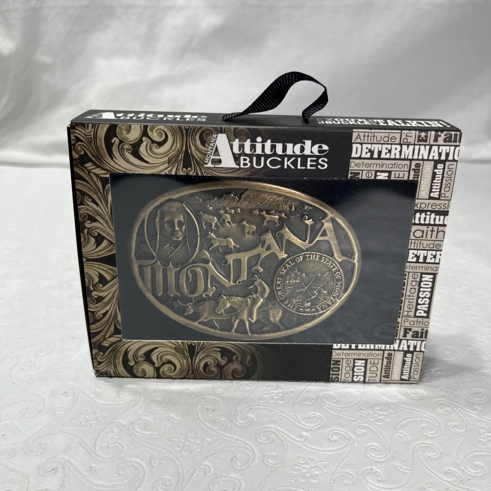 Montana Silversmiths Attitude Buckles Montana State New Unopened Box 1.5 in Belt