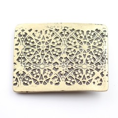 Vintage Yellow Belt Buckle Floral Boho Style Ornamental Metal Design
