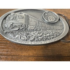 Vintage &rsquo;88 Santa Fe Super Chief Railroad Pewter Belt Buckle C&J Inc CJ 1172 USA