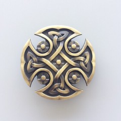 Antique Bronze Plated Celtic Knot Cross Vintage Belt Buckle