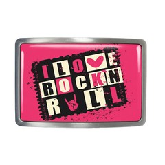 I Love Rock N&rsquo; Roll Belt Buckle – Hot Pink 80&rsquo;s Music Belt Buckle – 171