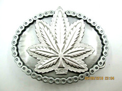 weed marijuana pot ganja leaf 420 biker belt buckle