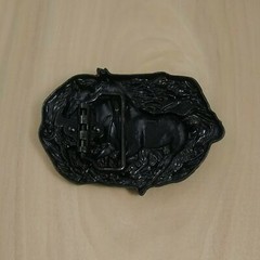 BRONZE TWO HORSES METAL BELT BUCKLE COWBOY & WESTERN ANIMAL HEBILLA #124