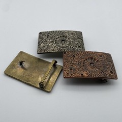 Copper Casted Leather Belt Buckle,Moon Design Rectangular Buckle