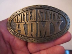 VINTAGE UNITED STATES ARMY BELT BUCKLE – ENLISTING VERY HEAVY -SOLID BRASS – GW5