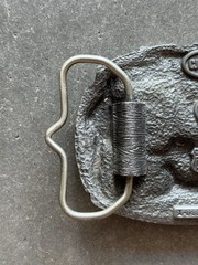 Vintage 1986 C&J Enamel Family Farm Scene Pewter Belt Buckle American Tradition