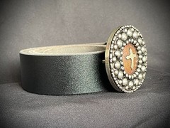 Handmade Round Cross Belt Buckle Gothic Rock Metal Darren McNeese