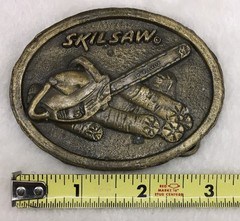 Vintage Skilsaw Brass Belt Buckle, 3.25” X 2.5”, Preowned, 1970’s.